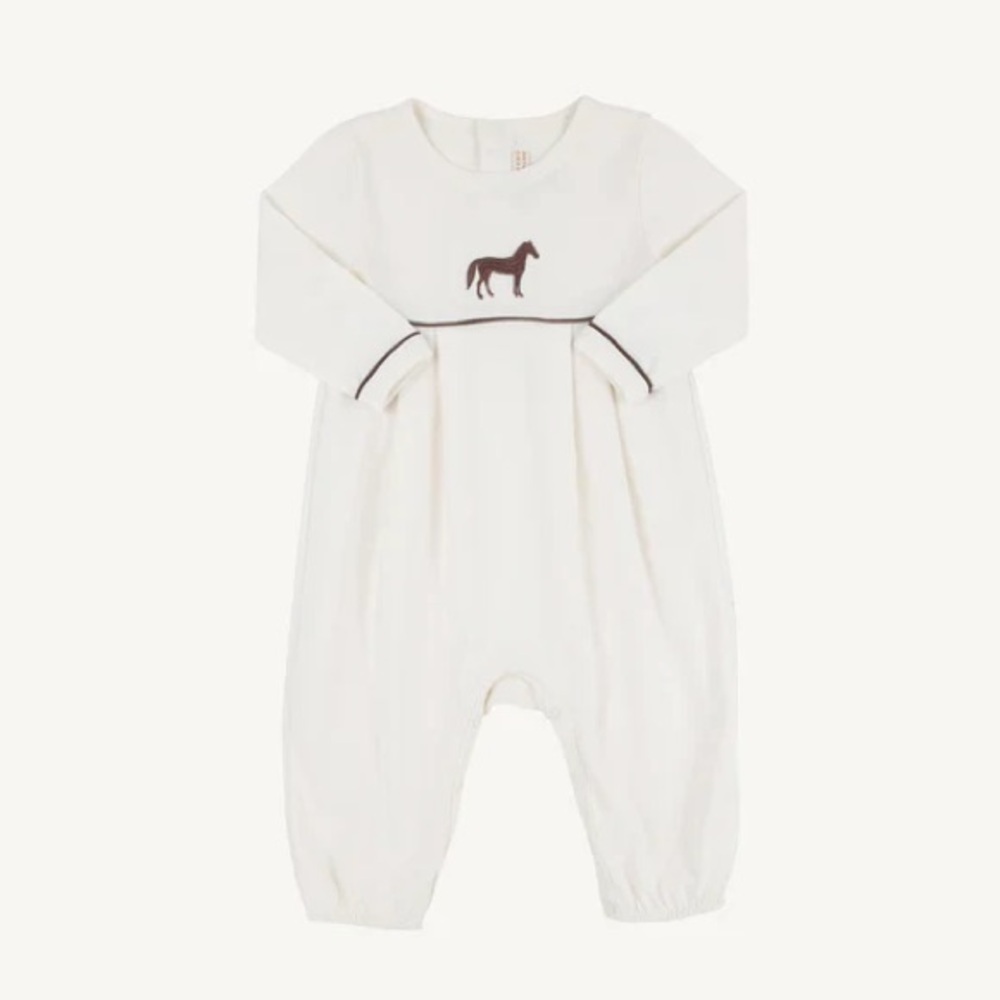 The Beaufort Bonnet Company TBBC One Piece Romper w Embroidered Horse | 18-24m